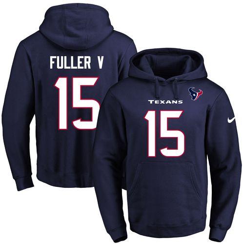 Nike Texans #15 Will Fuller V Navy Blue Name & Number Pullover NFL Hoodie - Click Image to Close